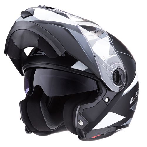 Casco LS2 370 Easy Stripe Negro / Blanco