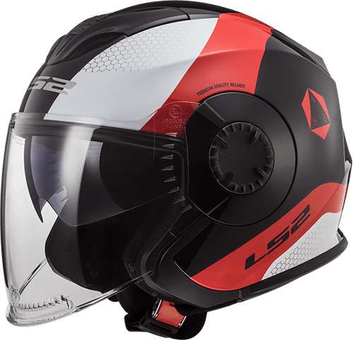 Casco LS2 Of570 Verso Technic Negro / Rojo / Blanco Mate