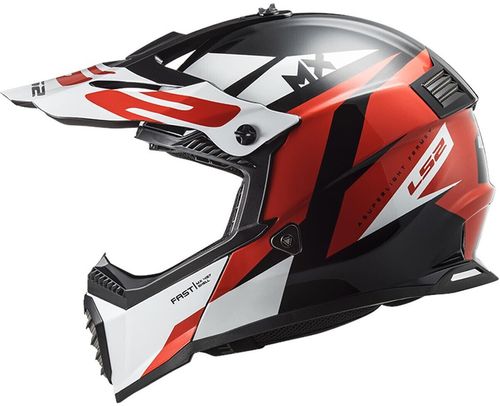 Casco LS2 MX437 Fast Evo Strike Negro / Rojo / Brillo