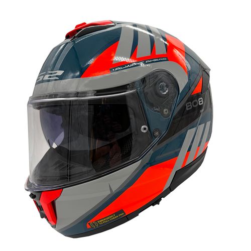 Casco LS2 808 Stream II Elece2 Azul / Naranja / Brillo