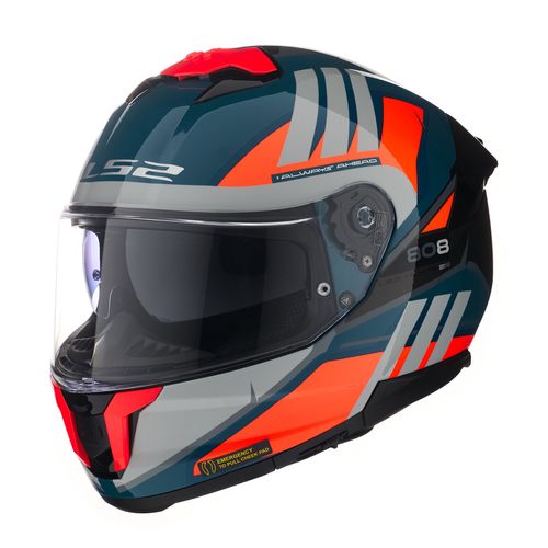Casco LS2 808 Stream II Elece2 Azul / Naranja / Brillo